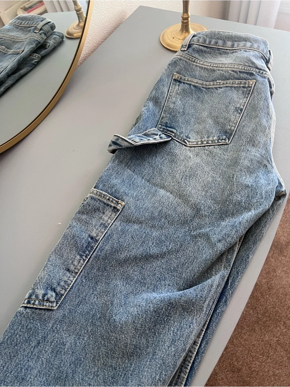 Zara women’s Light Blue Denim Carpenter Jeans